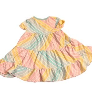 Matilda Jane Girls Rainbow Striped Tiered Ruffle Dress Spring Pastel 2 Cute